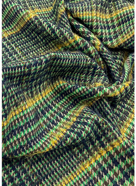 deadstock green houndstooth - tweed coat fabric