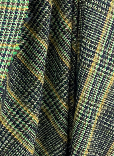 deadstock green houndstooth - tweed coat fabric