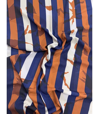 deadstock beautiful supple fabric in navy blue and rust - Italian made