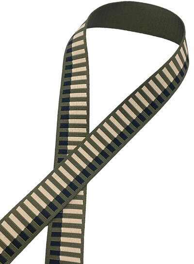 Prym trendy bag strap - khaki with pink stripes - 40 mm