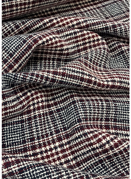 deadstock bordeaux navy - jacquard coat fabric