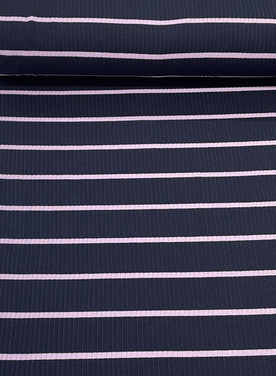 M. navy blue and lilac - striped and ribbed - jersey