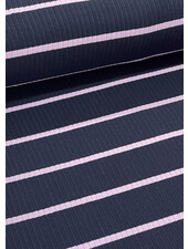 M. navy blue and lilac - striped and ribbed - jersey