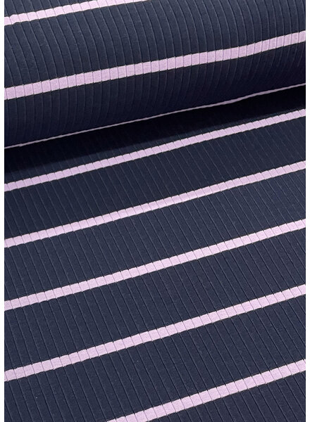 M. navy blue and lilac - striped and ribbed - jersey