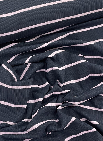 M. navy blue and lilac - striped and ribbed - jersey