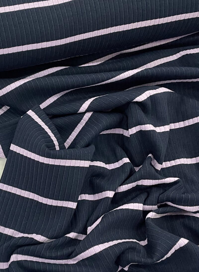 M. navy blue and lilac - striped and ribbed - jersey