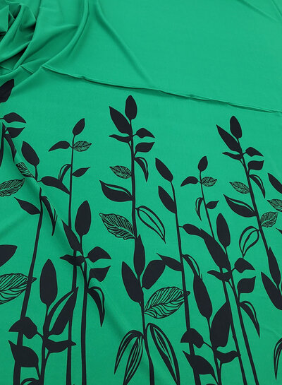 M. green plants - flowing fabric with border