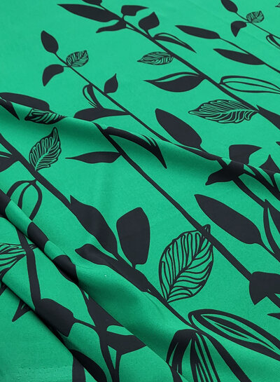 M. green plants - flowing fabric with border