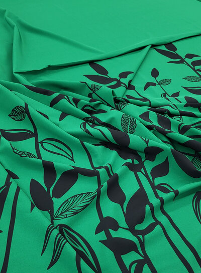 M. green plants - flowing fabric with border