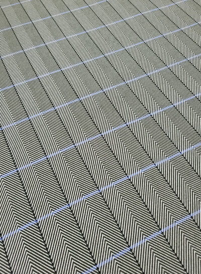 A la Ville Herringbone - green with light blue accent - woven fabric for coats, blazers or skirts