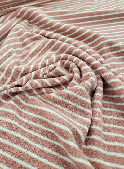 M. striped old pink - sponge - stretchy terry cloth