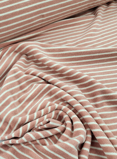 M. striped old pink - sponge - stretchy terry cloth
