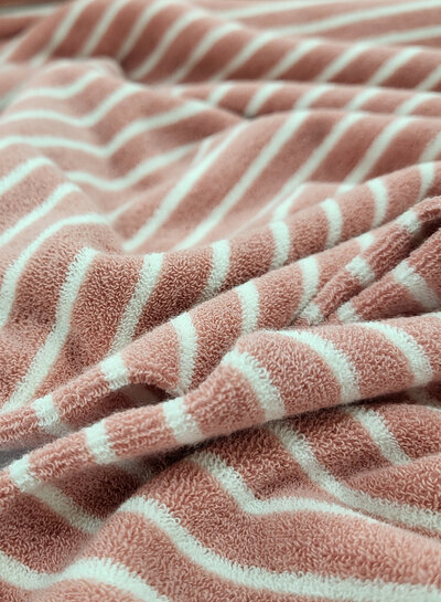 M. striped old pink - sponge - stretchy terry cloth