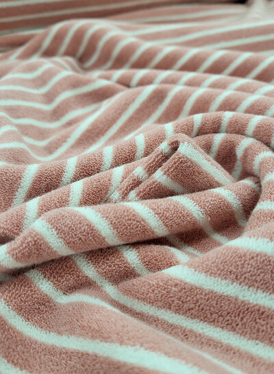 M. striped old pink - sponge - stretchy terry cloth