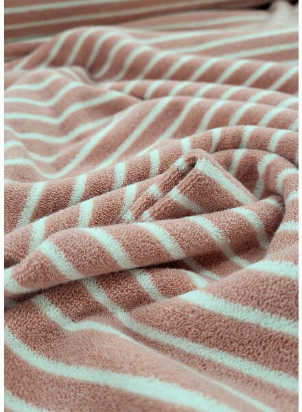 M. striped old pink - sponge - stretchy terry cloth