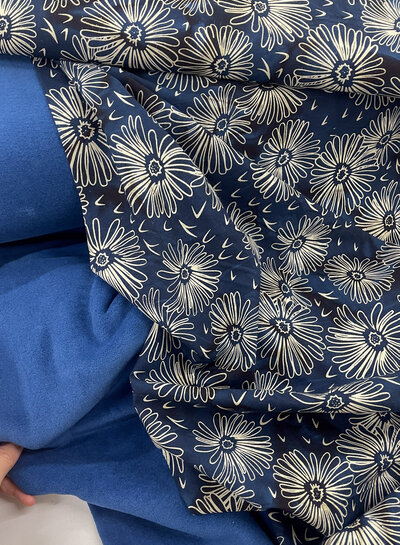 Swafing indigo blue - soft warm cotton fleece