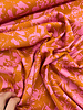 M. mosterd en roze bloemen- zachte viscose twill