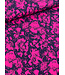 Madeline marineblauw en fuchsia bloemen- zachte viscose twill