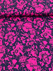 M. marineblauw en fuchsia bloemen- zachte viscose twill