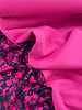 M. marineblauw en fuchsia bloemen- zachte viscose twill