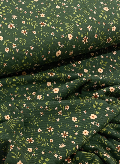 M. dark green flower field - beautiful ribbed jersey