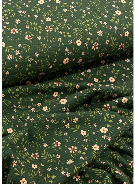 M. dark green flower field - beautiful ribbed jersey