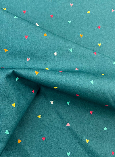 M. hearts - petrol green - cotton