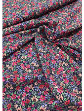 M. navy blue with purple and pink flowers - cotton