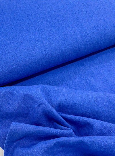 M. 100% washed linen - cobalt blue