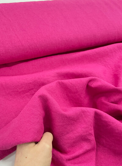 Madeline 100% washed linnen fuchsia