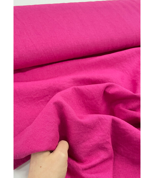 Madeline 100% washed linnen fuchsia