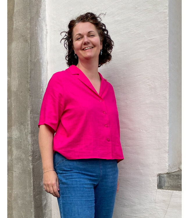 Madeline 100% washed linnen fuchsia