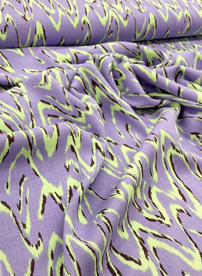 M. pastel green and lilac waves - rayon slightly stretchy