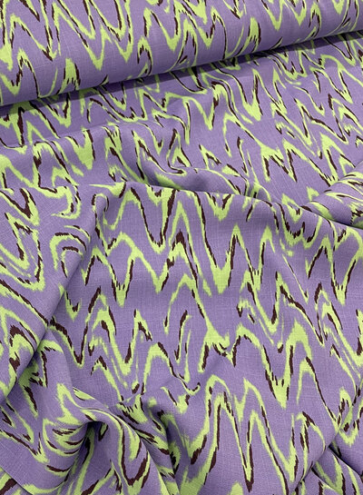 M. pastel green and lilac waves - rayon slightly stretchy