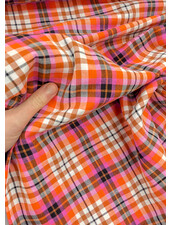 M. orange and fuchsia checks - softly woven double gauze