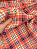 Madeline orange and fuchsia checks - softly woven double gauze cotton
