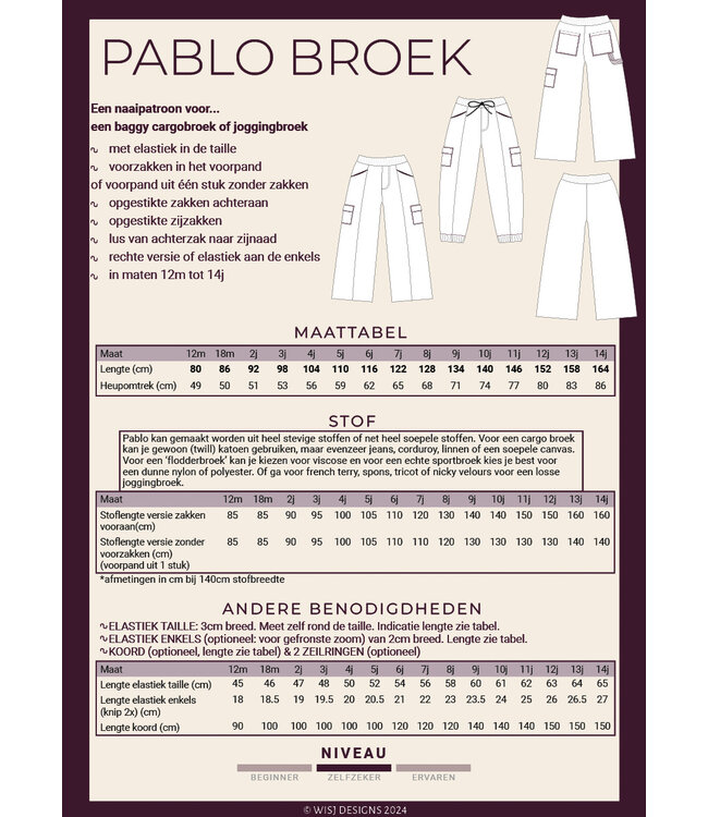Wisj patterns pablo pants kids