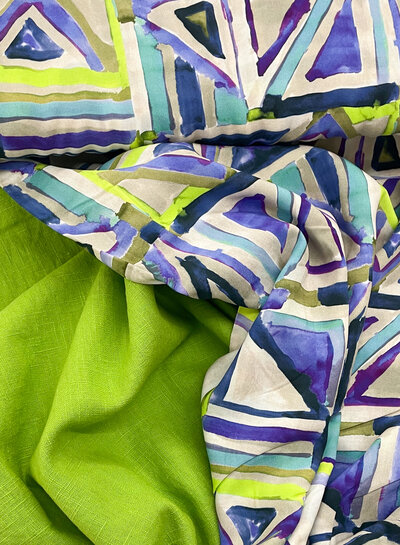 Madeline 100% washed linen Chartreuze green