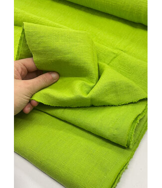 Madeline 100% washed linen Chartreuze green