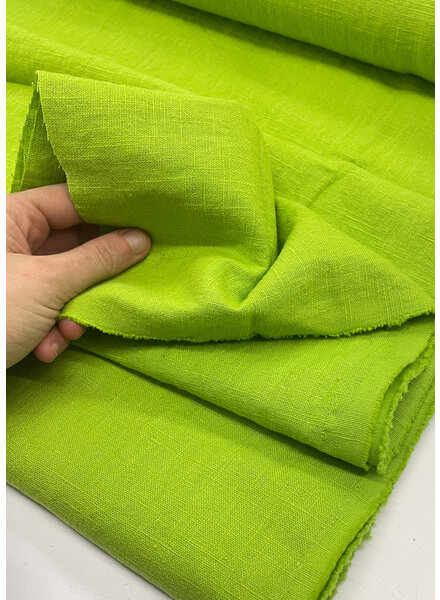 Madeline 100% washed linen Chartreuze green