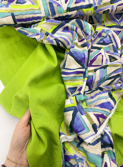 Madeline 100% washed linnen Chartreuze groen