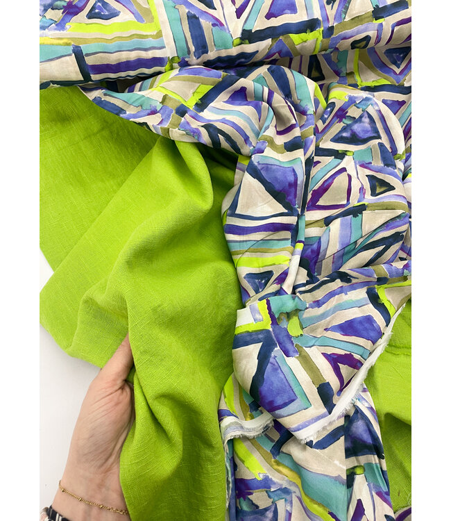 Madeline 100% washed linnen Chartreuze groen