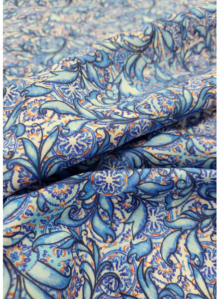 A la Ville bright blue paisley flowers - Italian cotton