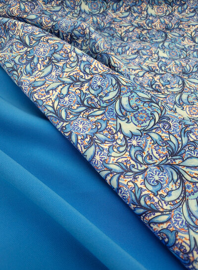 A la Ville bright blue paisley flowers - Italian cotton