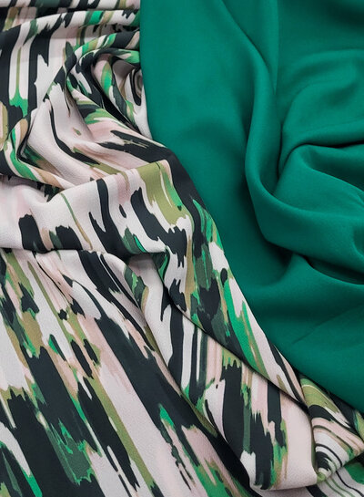 A la Ville soft pink and green - in the void - beautiful Italian crepe - Burda