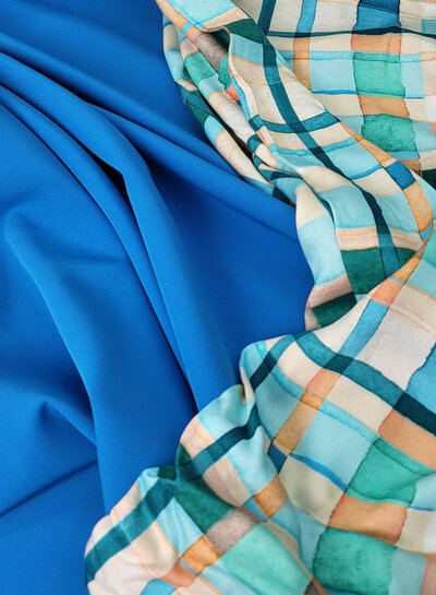 A la Ville summer blue - stylish woven fabric - wrinkle-free - high quality (Italy)