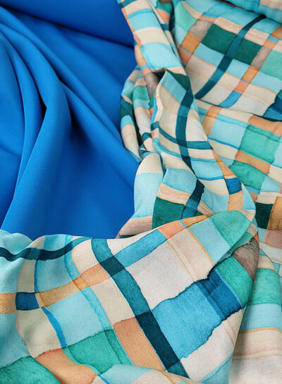 A la Ville summer blue - stylish woven fabric - wrinkle-free - high quality (Italy)