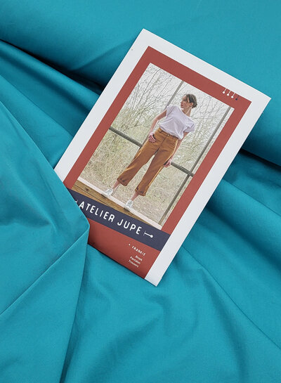 A la Ville aqua blue - Italian stretch cotton 3% elastane