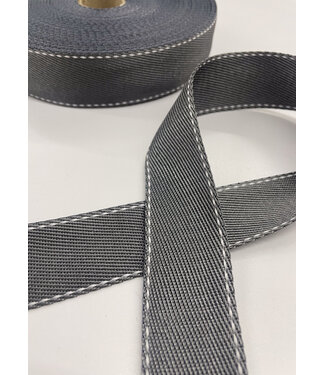 bag strap gray with white stitching line - 35 mm