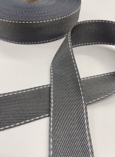 bag strap gray with white stitching line - 35 mm